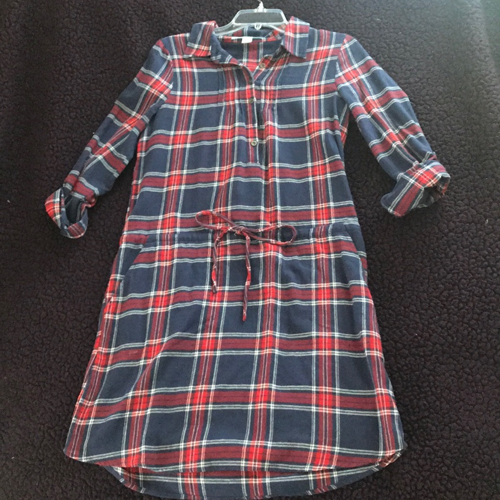 Blue and red plaid dress